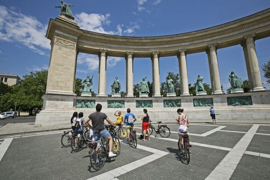 Budapest: City Bike Tour with Coffee Stop - Heroes Square and City Park: national symbolism you can actually see