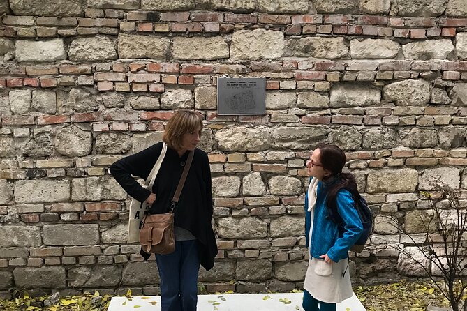 Budapest City Walk in Jewish Quarter - WWII traces on the street: stumbling stones, ghetto walls, and Shoes